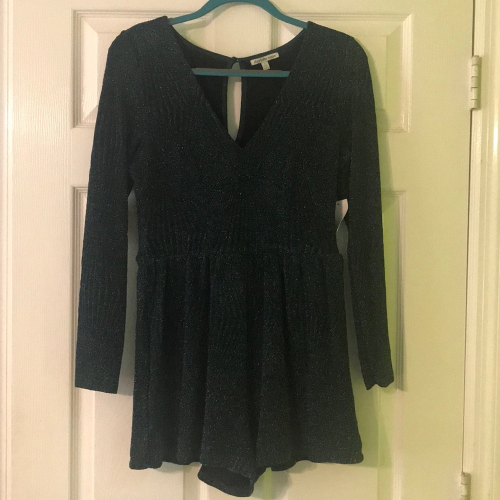 Long-Sleeve B-Neck Sparkly Romper